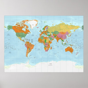 Political world map Italian language Poster