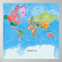Political world map Mercator projection