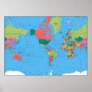 Political world map poster