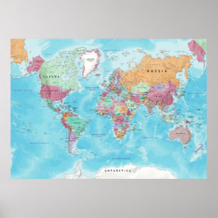 Political world map poster