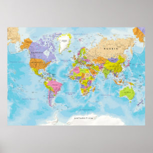 Political world map poster