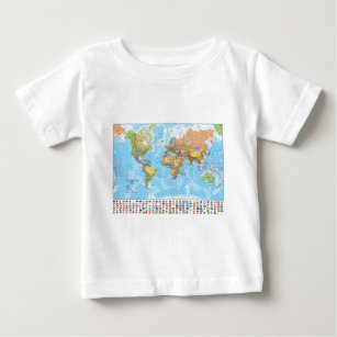 Political World Map with Flags Baby T-Shirt