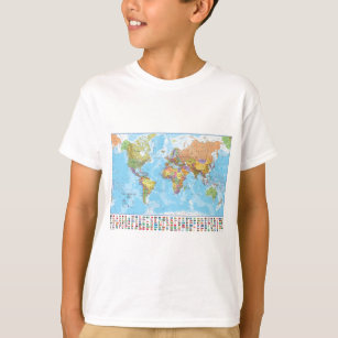 Political World Map with Flags T-Shirt
