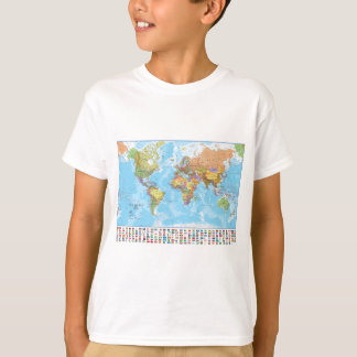 Political World Map with Flags T-Shirt