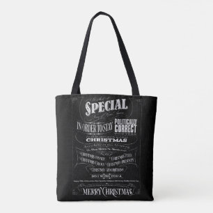 Politically In/Correct Chalkboard Merry Christmas Tote Bag