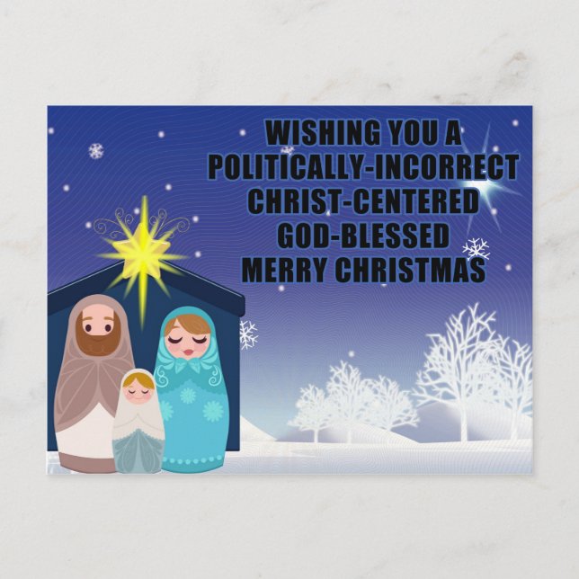 Politically Incorrect Christian Christmas Postcard (Front)