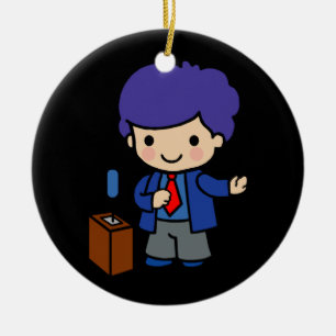 Politician/Speaker with Blue hair with podium Ceramic Tree Decoration