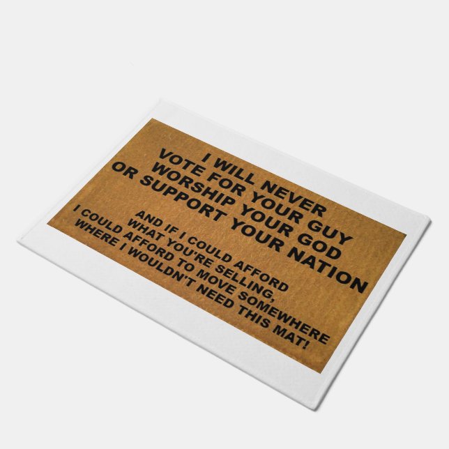 Politics, Religion, and Salesman Repellent Doormat (Angled)