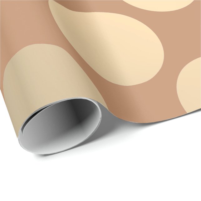 Polka Big Dots Brown Beige Foxier Gold Ivory Wrapping Paper (Roll Corner)
