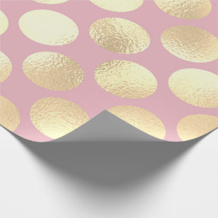 Polka Big Dots Pink Rose Powder Foxier Gold Yellow Wrapping Paper