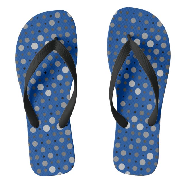 Polka Dot 01.Grey Blue BG Flip Flops (Footbed)