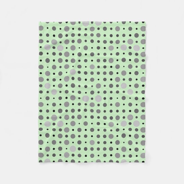 Polka Dot 01.Grey Lgreen BG Fleece Blanket (Front)