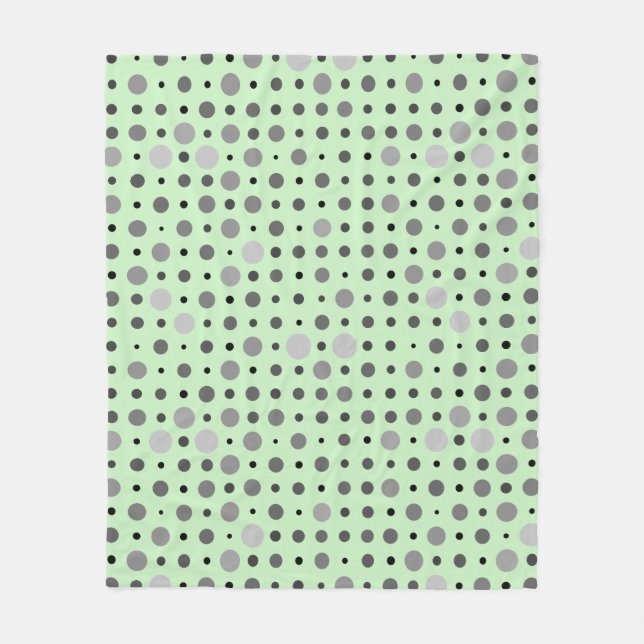 Polka Dot 01.Grey Lgreen BG Fleece Blanket (Front)