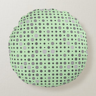 Polka Dot 01.Grey Lgreen BG Round Cushion