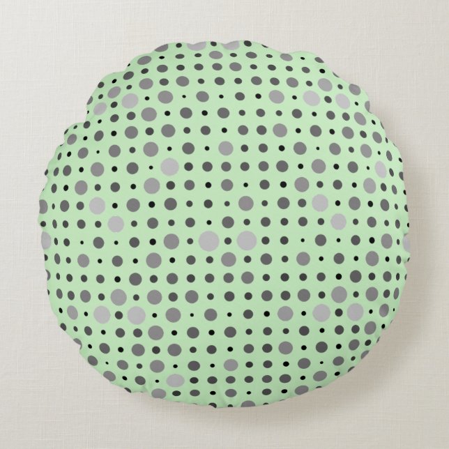Polka Dot 01.Grey Lgreen BG Round Cushion (Front)