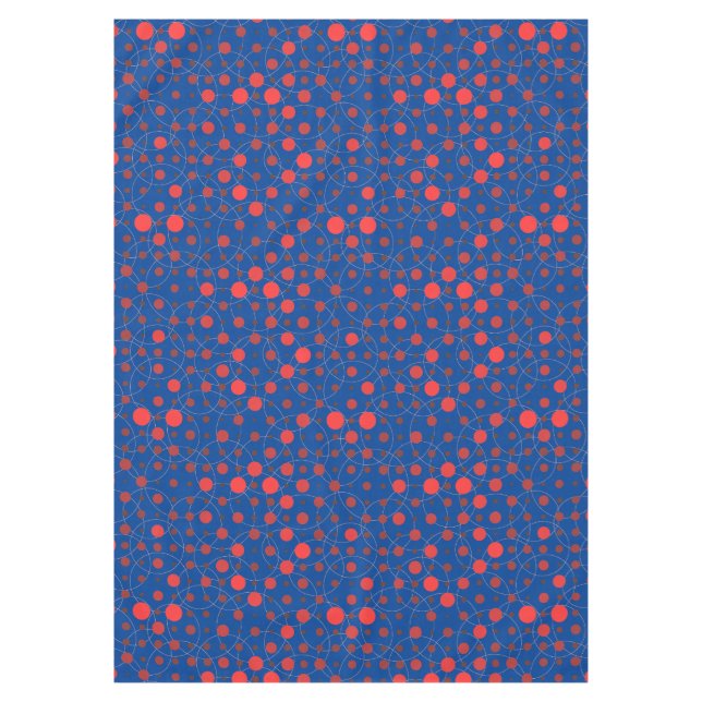 Polka Dot 01A.Red Dblue BG Tablecloth (Front)