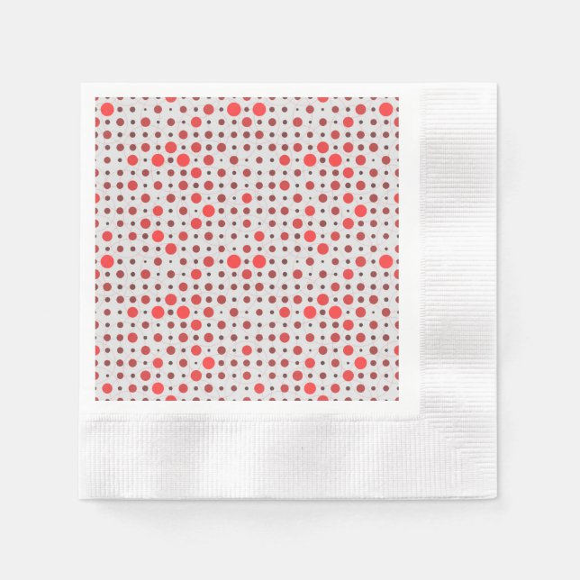 Polka Dot 01A.Red offwhite BG Napkin (Front)