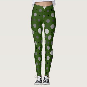 Polka Dot 01X.Grey Shade D Green BG Leggings