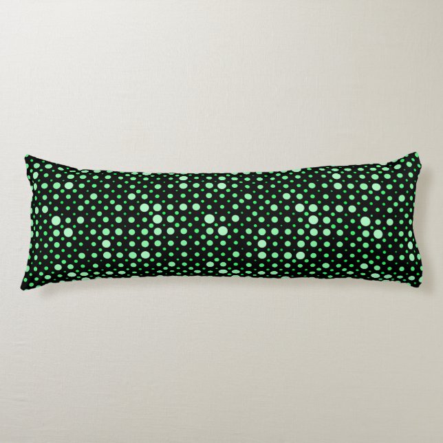 Polka Dot 02.Green. Black BG Body Cushion (Front)