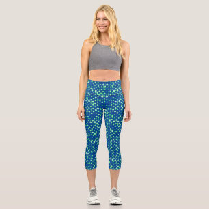 Polka Dot 02.Green. Blue BG Capri Leggings