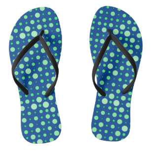 Polka Dot 02.Green. Blue BG Flip Flops