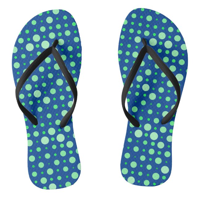 Polka Dot 02.Green. Blue BG Flip Flops (Footbed)