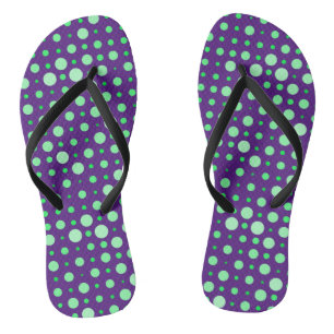 Polka Dot 02.Green. D Purple BG Flip Flops