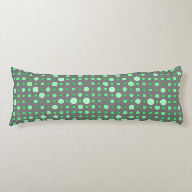 Polka Dot 02.Green. Grey BG Body Cushion (Front)