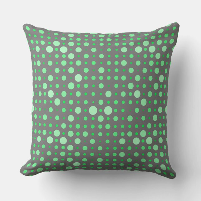 Polka Dot 02.Green. Grey BG Cushion (Front)
