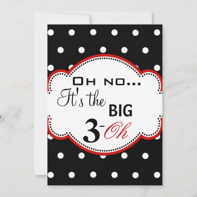 Polka Dot 30th Birthday Invites (Front)