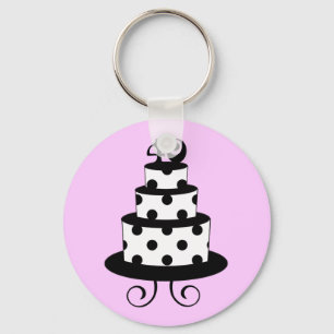 Polka Dot 40th Birthday Anniversary Cake Key Ring