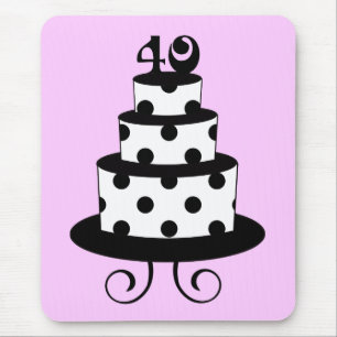 Polka Dot 40th Birthday Anniversary Cake Mouse Mat