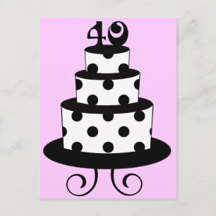 Polka Dot 40th Birthday Anniversary Cake Postcard