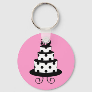 Polka Dot 50th Birthday Anniversary Key Ring