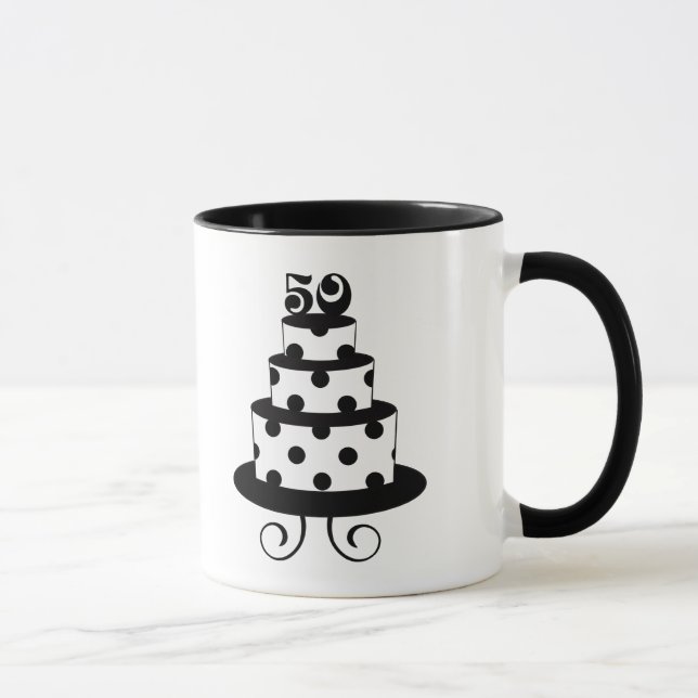 Polka Dot 50th Birthday Anniversary Mug (Right)
