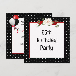 Polka Dot 65th Birthday Party Invitation