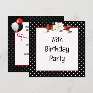 Polka Dot 75th Birthday Party Invitation