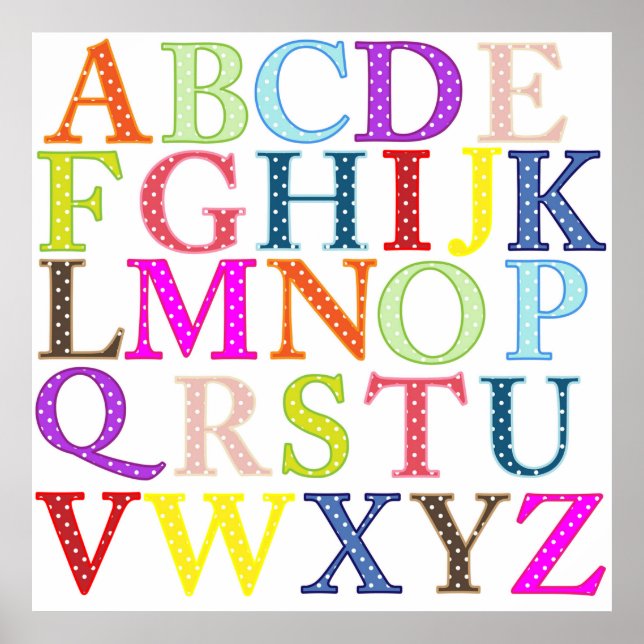 Polka Dot Alphabet Learning Poster (Front)