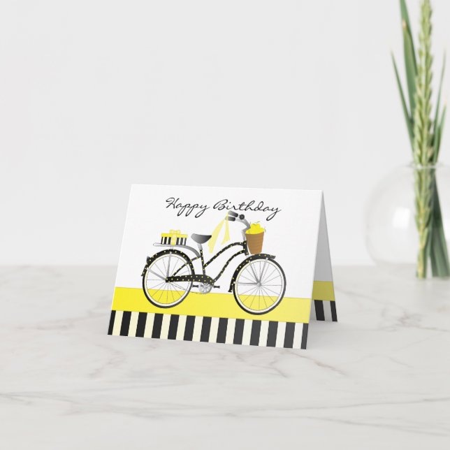 Polka Dot and Lemons Bicycle Card (Front)