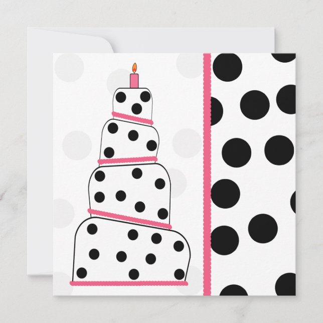 Polka Dot And Pink Birthday Party Invitation (Front)