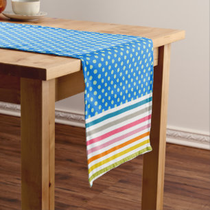 Polka Dot and Stripe Pattern Colourful Modern Short Table Runner