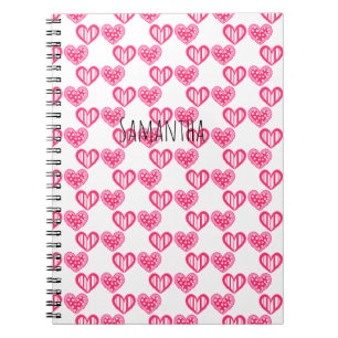 Polka Dot And Stripes Hearts Notebook