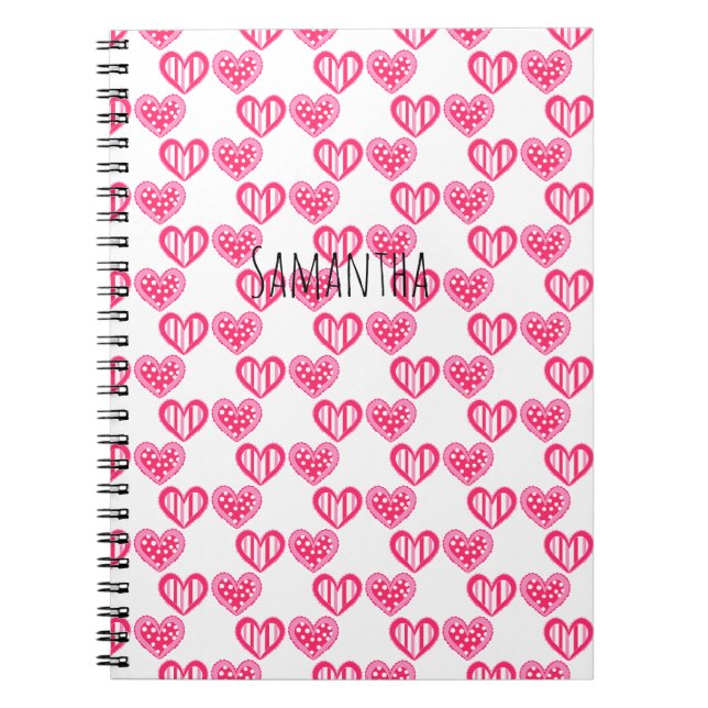 Polka Dot And Stripes Hearts Notebook (Front)