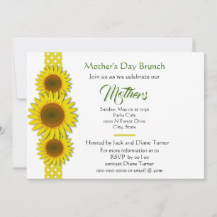 Polka Dot and Sunflowers Mother's Day Invitation