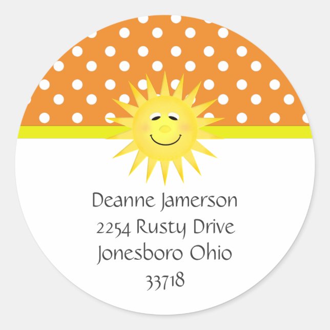 Polka Dot and Sunshine Address Stickers (Front)