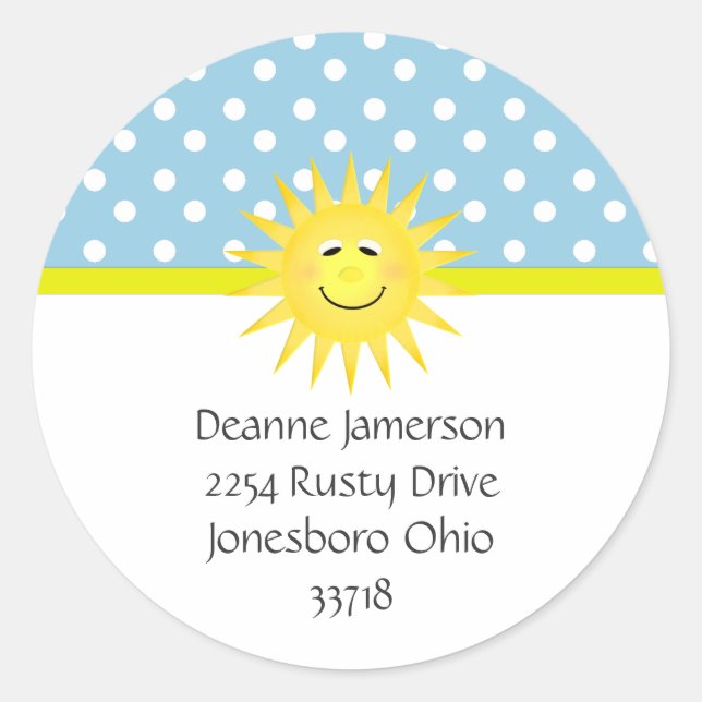 Polka Dot and Sunshine Address Stickers (Front)