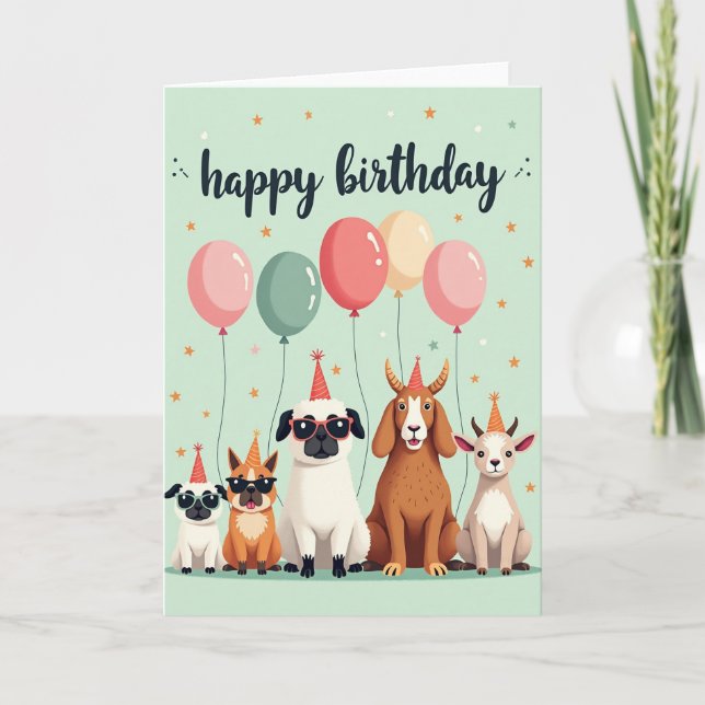 Polka Dot Animal Birthday Card (Front)