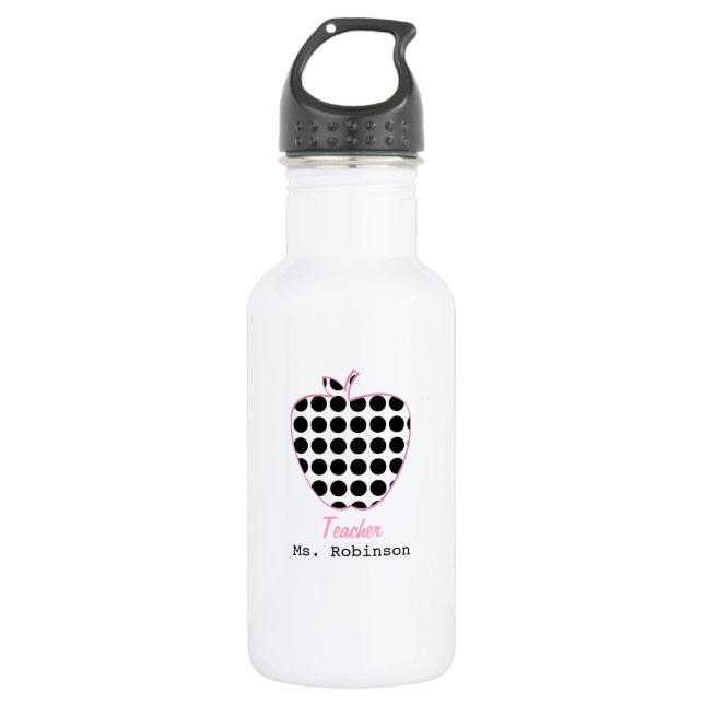 Polka Dot Apple Teacher 532 Ml Water Bottle (Front)