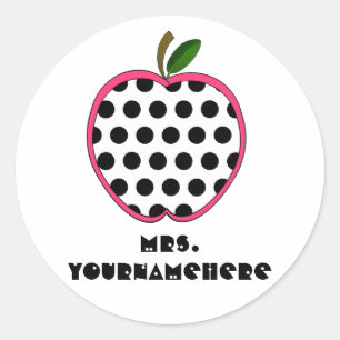 Polka Dot Apple Teacher Classic Round Sticker