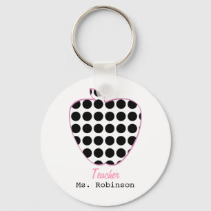 Polka Dot Apple Teacher Key Ring